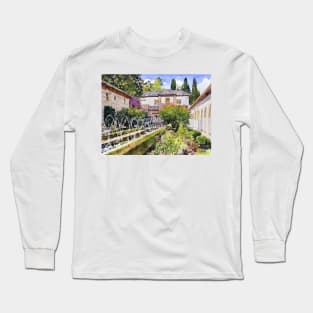 Patio De La Acequia, Generalife, Granada, Spain Long Sleeve T-Shirt